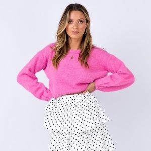 Princess Polly Hot pink fuzzy sweater
